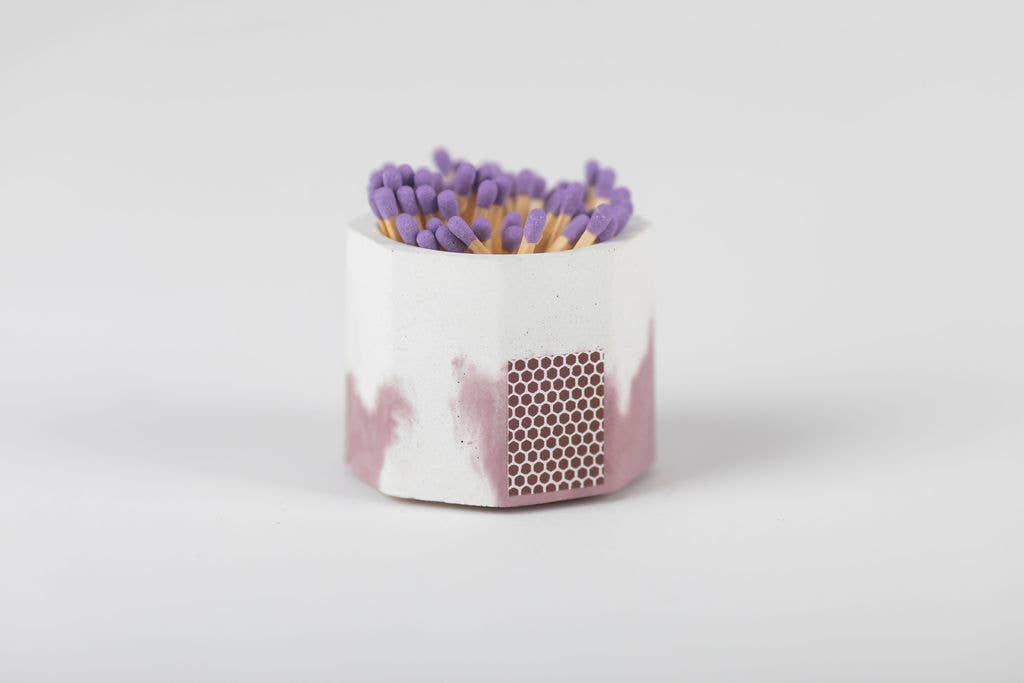 Acai & White Match Holder w/ Striker and Purple Matches (Replacement Matches and Sticker Included)