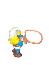 Load image into Gallery viewer, 1981 Peyo Schleich Cowgirl Smurfette with Lasso Figurine
