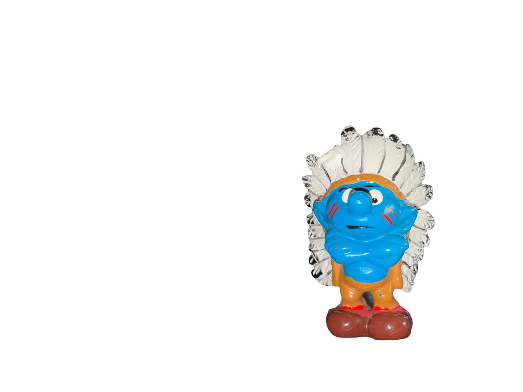 1981 Peyo Schleich W.B. Co The Smurfs Native America With Feather Headdress Figurine