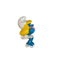 Load image into Gallery viewer, 1983 Peyo Schleich W Berrie Co Smurf Smurfette Powder Puff Makeup Sitting Figurine

